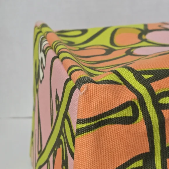 Vntg Manuheali'i (RARE) Multicolor Floral Canvas Tote Bag 10"X10"X6 1/2" Stp 20" - Picture 7 of 12